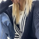 cardigan con bordo a righe contrast